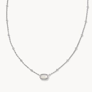 Kendra Scott Mini Elisa Silver Satellite Short Pendant Necklace in Ivory MOP